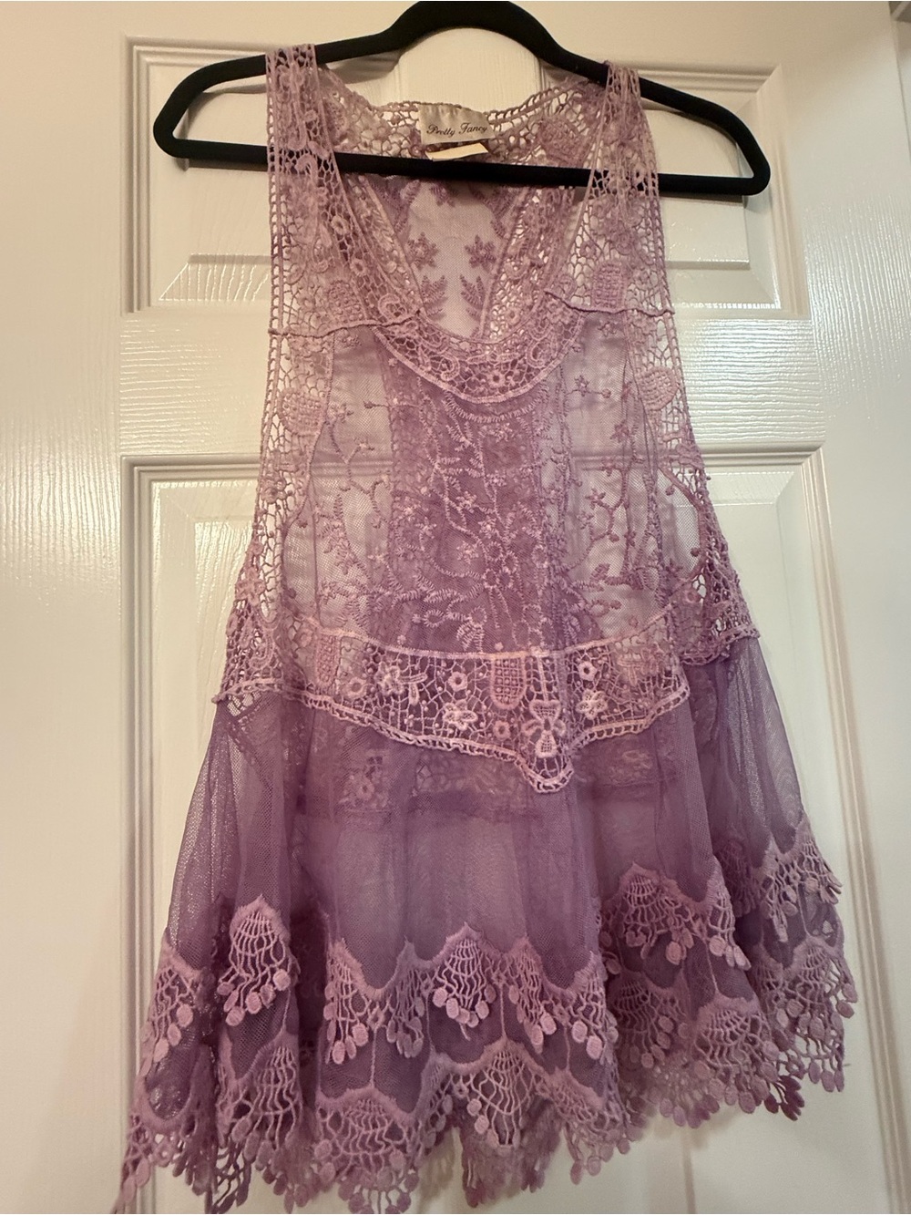 Lace Overlay Lavender Tank Top